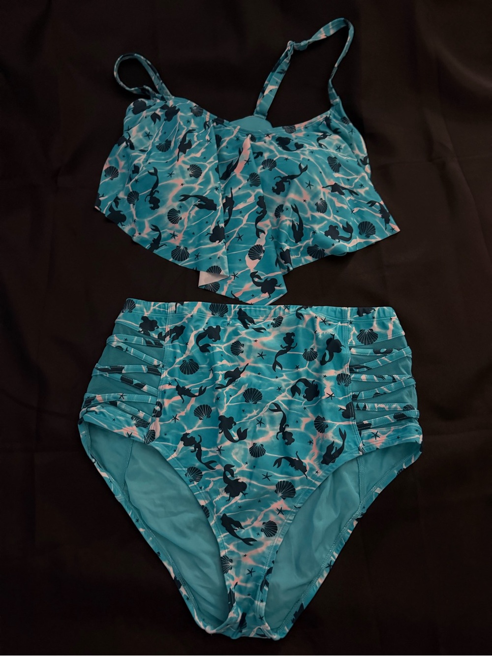 EUC Torrid Little Mermaid Disney Princess Teal Swim Set